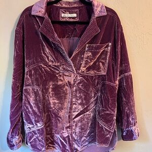 We The Free Velvet Button-Up Top in Purple
